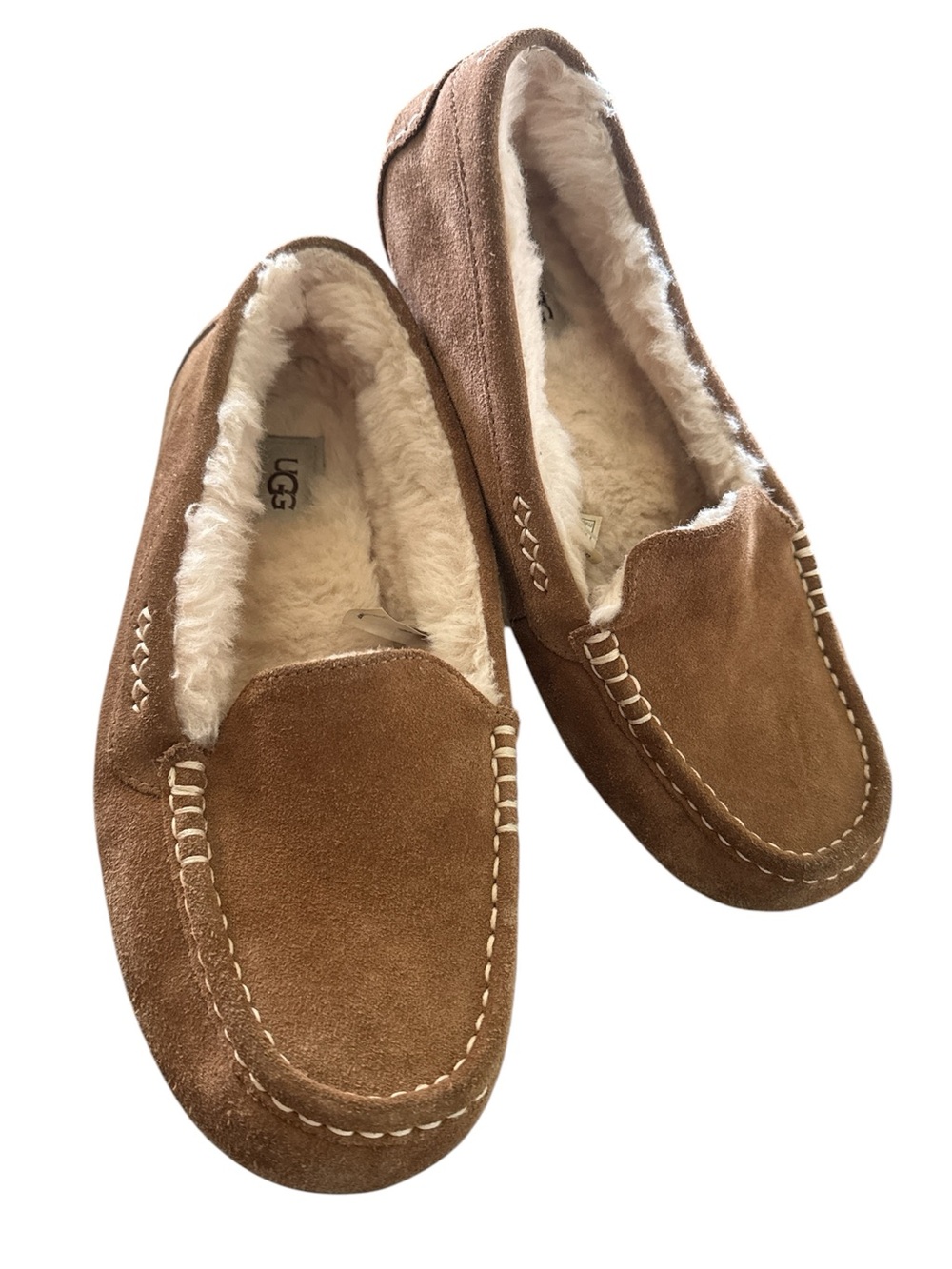 UGG Men's Chestnut Brown Suede Shearling Moccasin Slippers